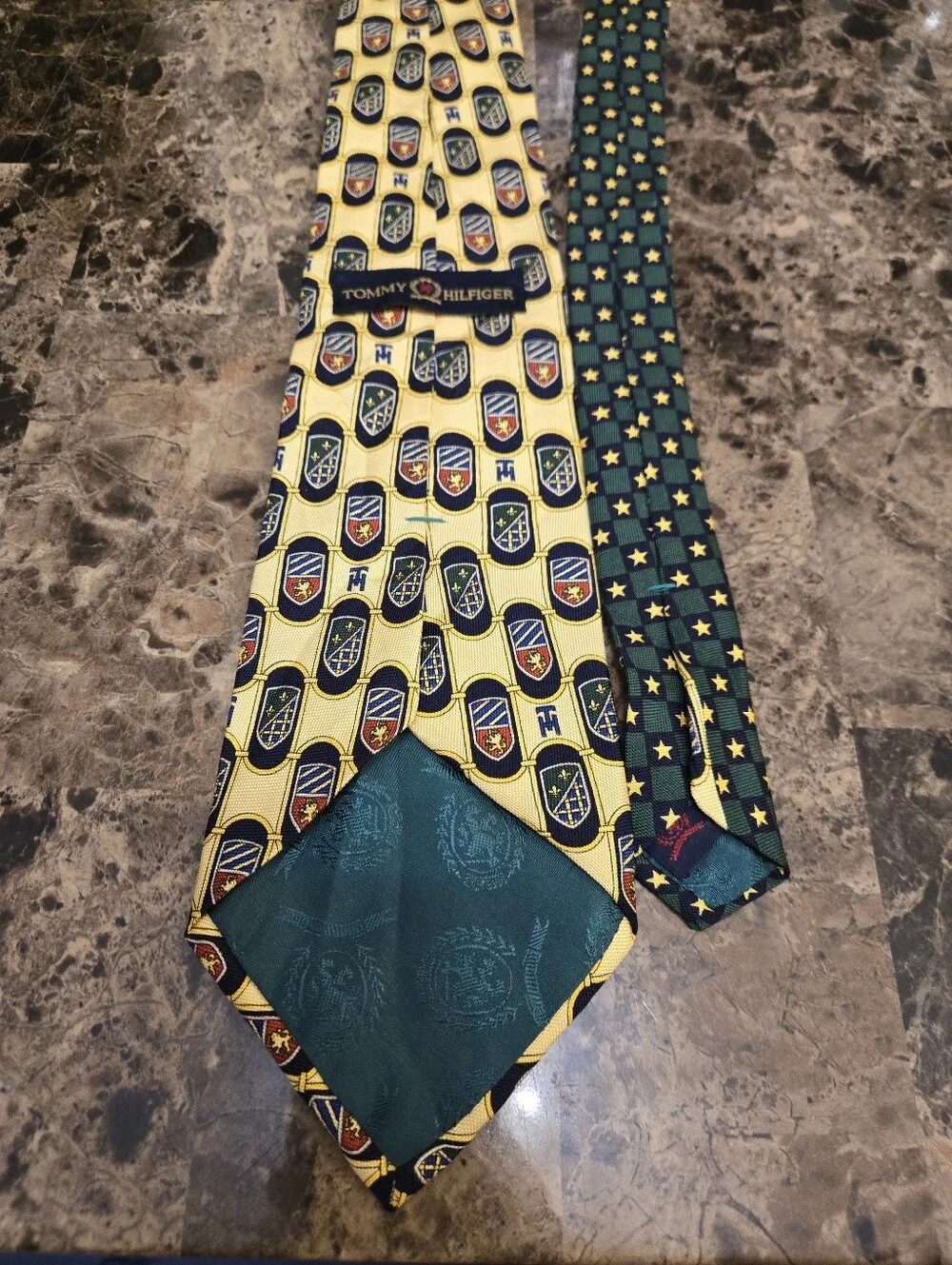 Tommy Hilfiger 2-Tone Ivy League Tie - 100% Imported Italian Silk Yellow/Green